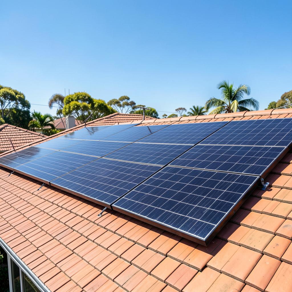 Spotless solar panels on a terracotta tiled roof