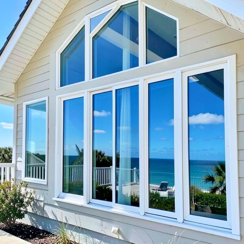 Freshly cleaned windows on a coastal home
